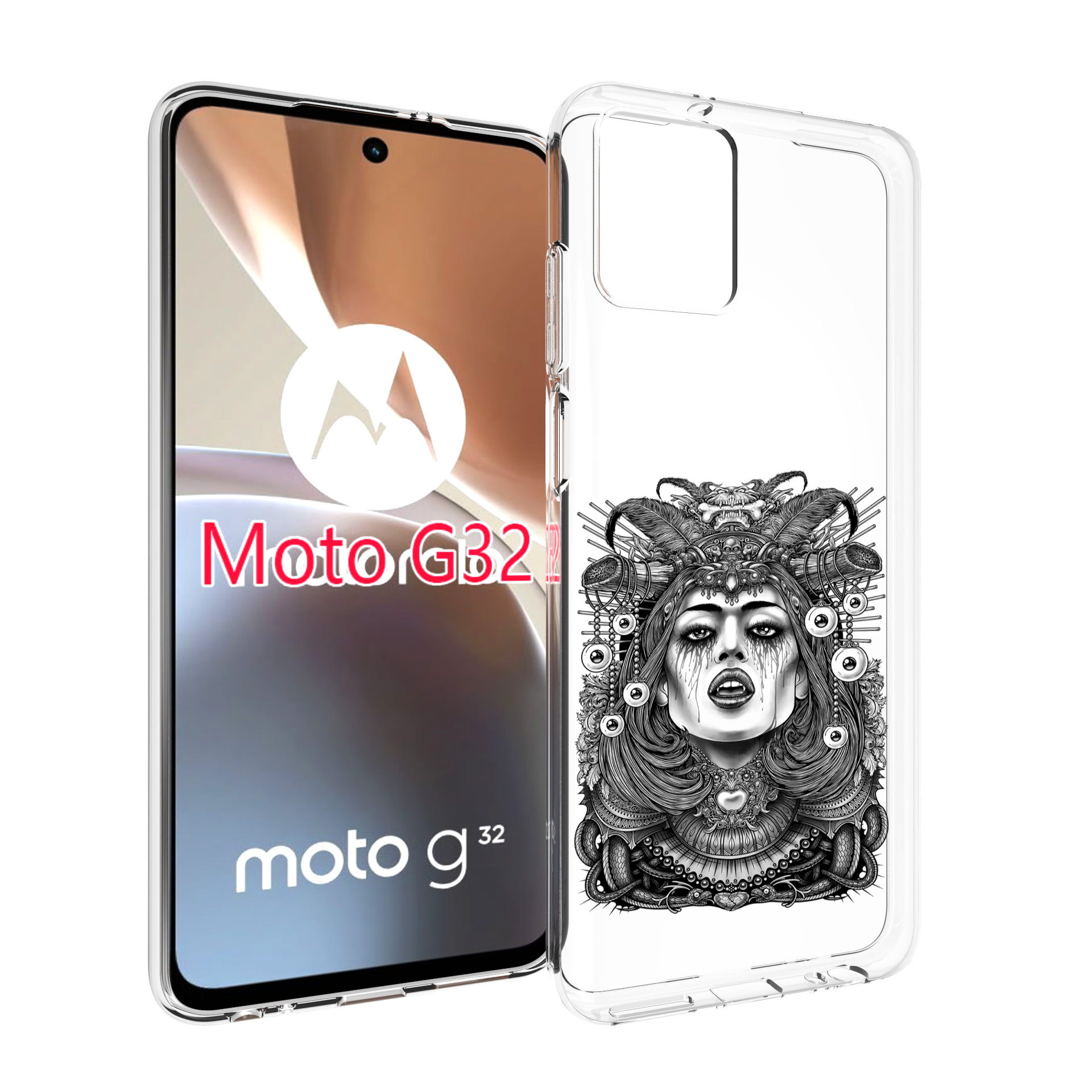 

Чехол MyPads портрет девушки черно белый для Motorola Moto G32, Прозрачный, Tocco