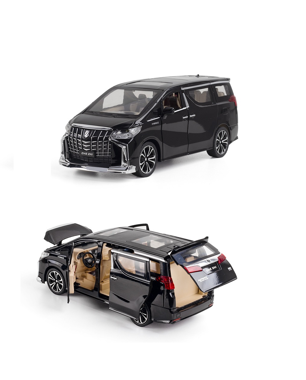 Модель масштабная металлическая Che Zhi Toyota Alphard 1:24 свет, звук CZ601A Черный