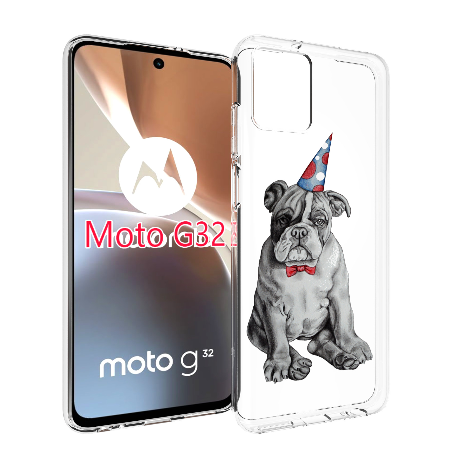 

Чехол MyPads праздничный щенок для Motorola Moto G32, Прозрачный, Tocco