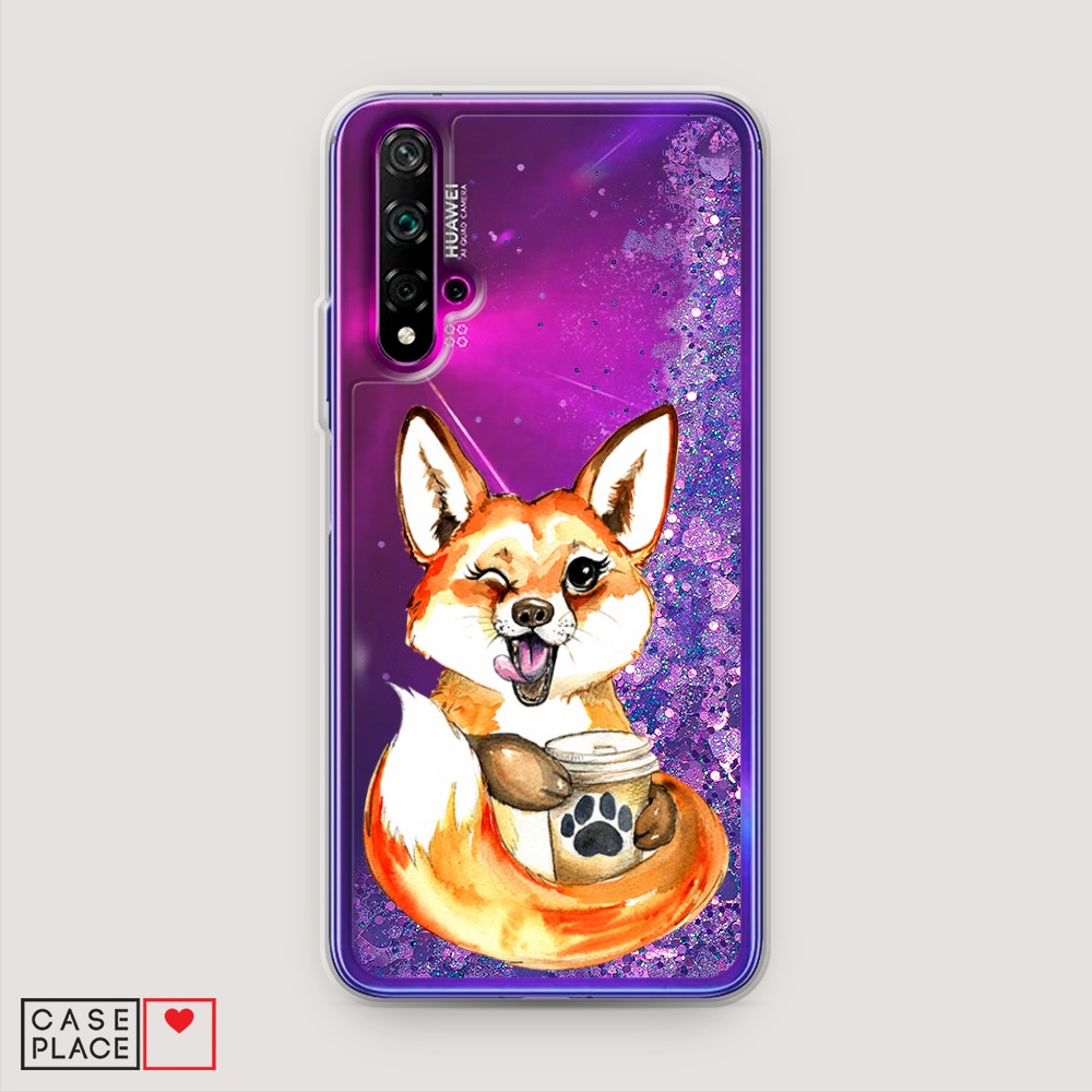 

Чехол Awog на Honor 20/Huawei Nova 5T "Подмигивающая лиса с кофе", Разноцветный, 610592-1