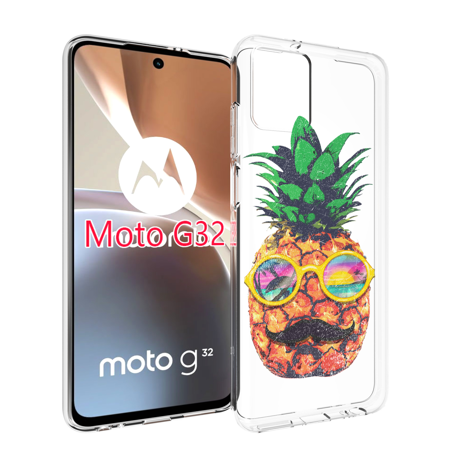 

Чехол MyPads прикольный ананас с лицом для Motorola Moto G32, Прозрачный, Tocco