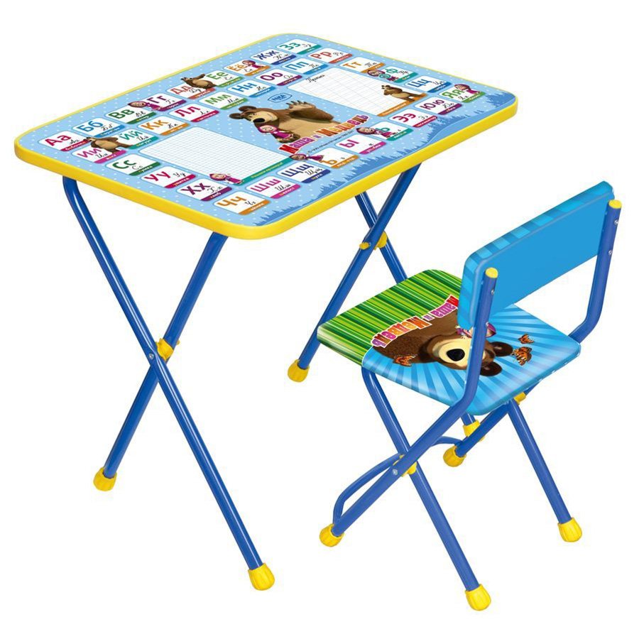 фото Детский набор мебели ника маша и медведь азбука 2 синий nika