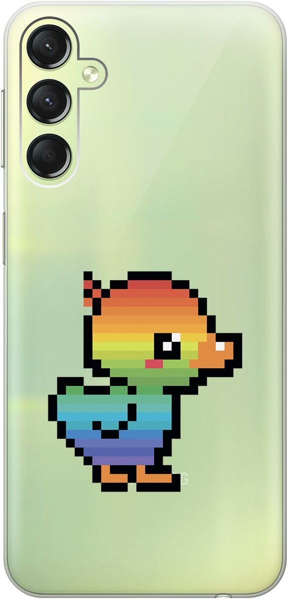 

Силиконовый чехол на Samsung Galaxy A24 с 3D принтом "Pixel Duck" прозрачный, Прозрачный;желтый, 159521