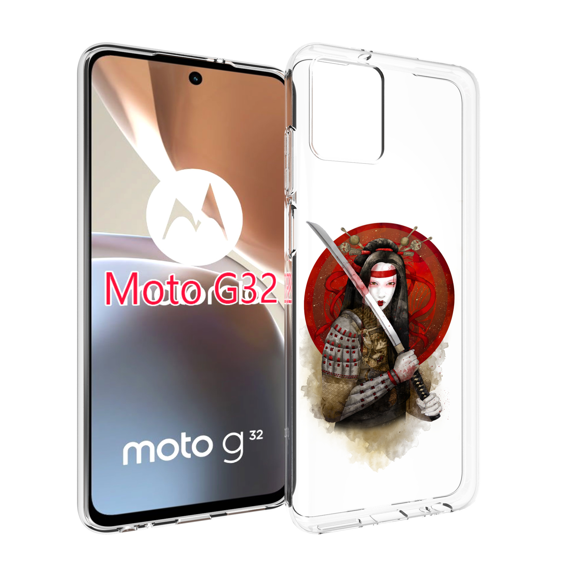 

Чехол MyPads рисованная девушка с катаной для Motorola Moto G32, Прозрачный, Tocco
