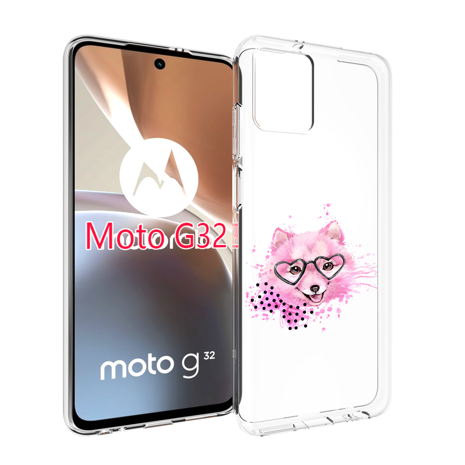

Чехол MyPads розовый волченок для Motorola Moto G32, Прозрачный, Tocco