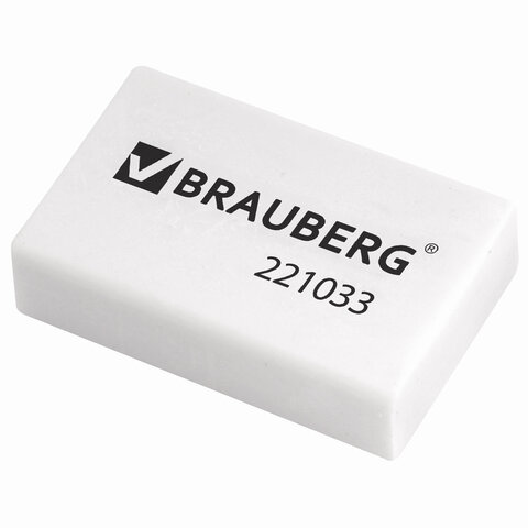 

Ластик BRAUBERG, 26х17х7 мм, белый, прямоугольный, 221033, (30шт.)