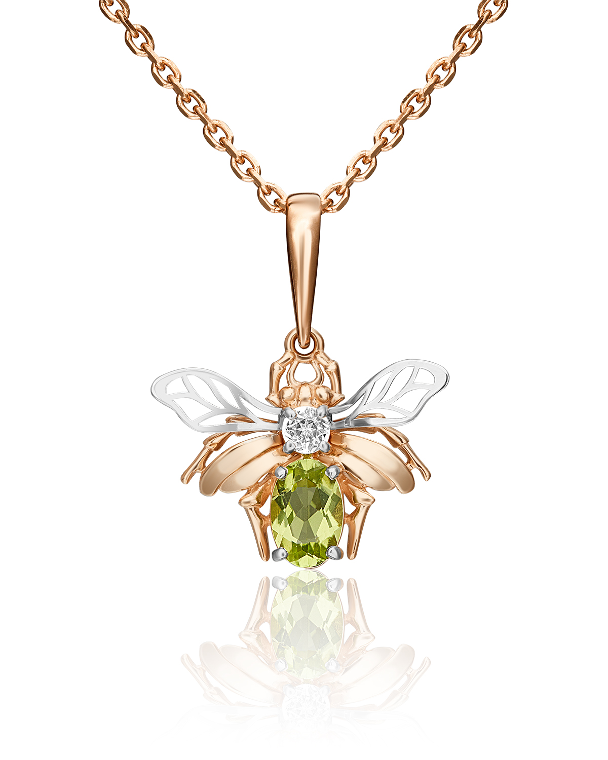 

Кулон из красного/белого золота PLATINA jewelry 03-3098-00-243-1111-57, топаз/хризолит, 03-3098-00-243-1111-57