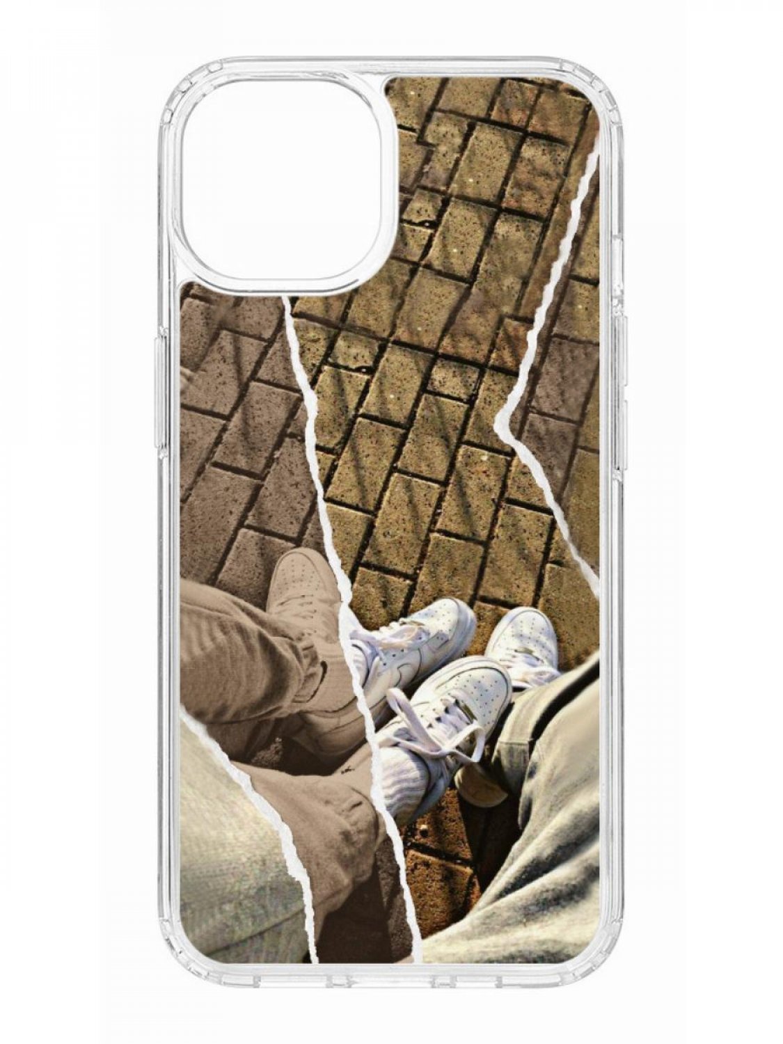 фото Противоударный чехол для iphone 13 kruche print белые кроссы прозрачный с рисунком кruче