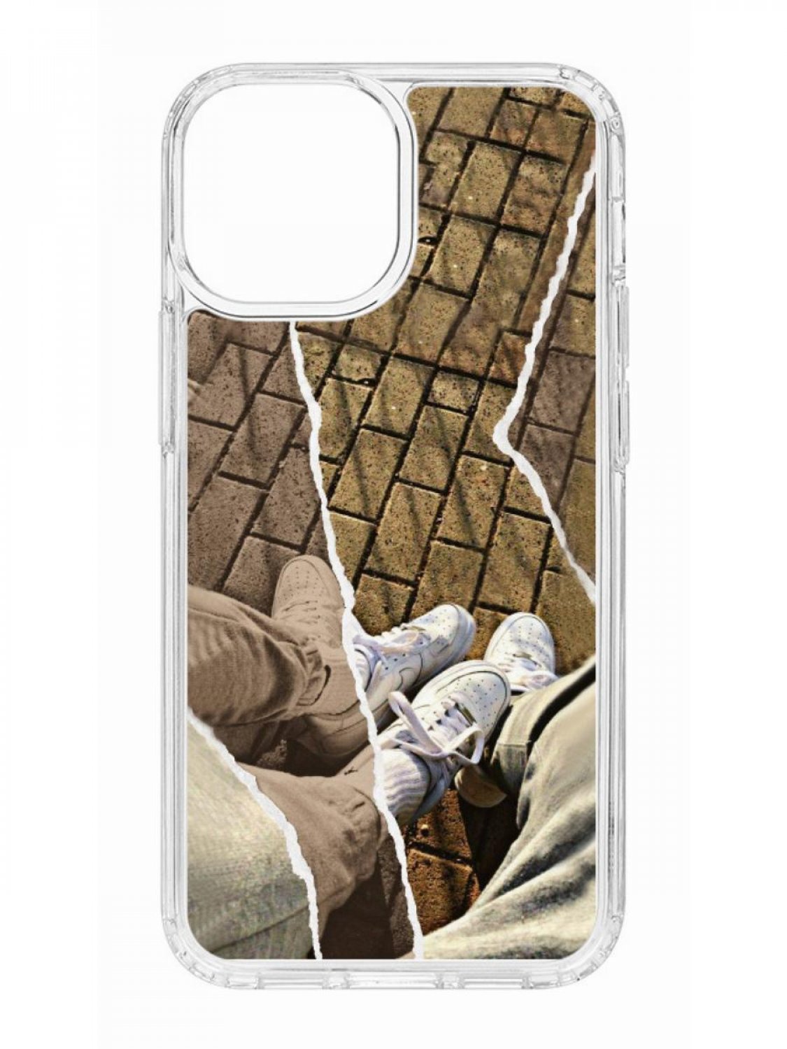 фото Противоударный чехол для iphone 13 mini kruche print белые кроссы прозрачный с рисунком кruче