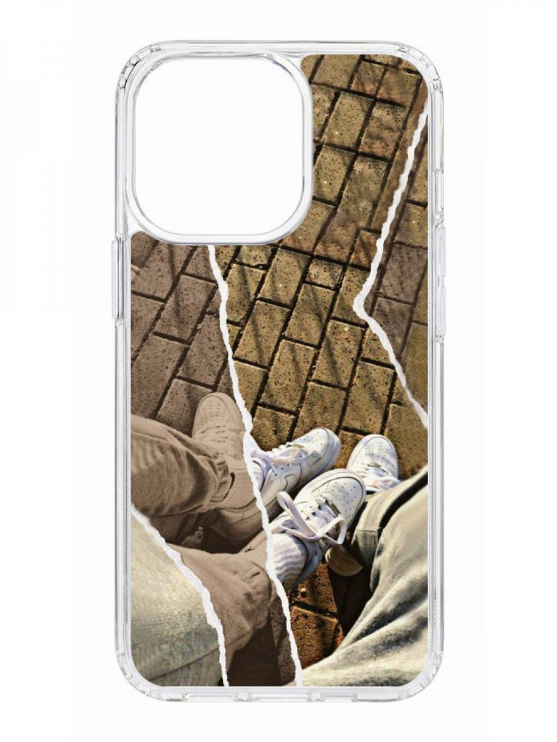 фото Противоударный чехол для iphone 13 pro kruche print белые кроссы прозрачный с рисунком кruче