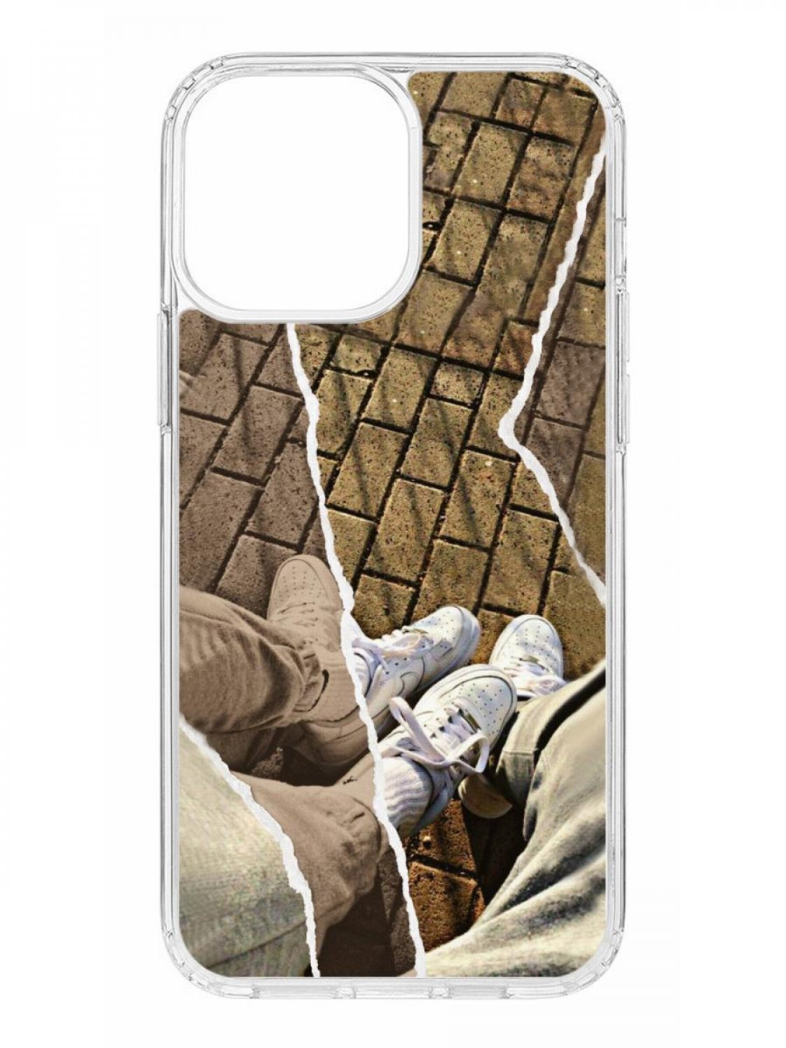 фото Противоударный чехол для iphone 13 pro max kruche print белые кроссы прозрачный с рисунком кruче