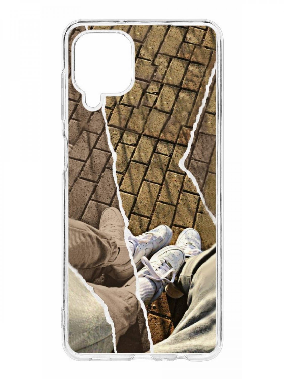 фото Противоударный чехол для samsung galaxy a12 kruche print белые кроссы прозрачный кruче