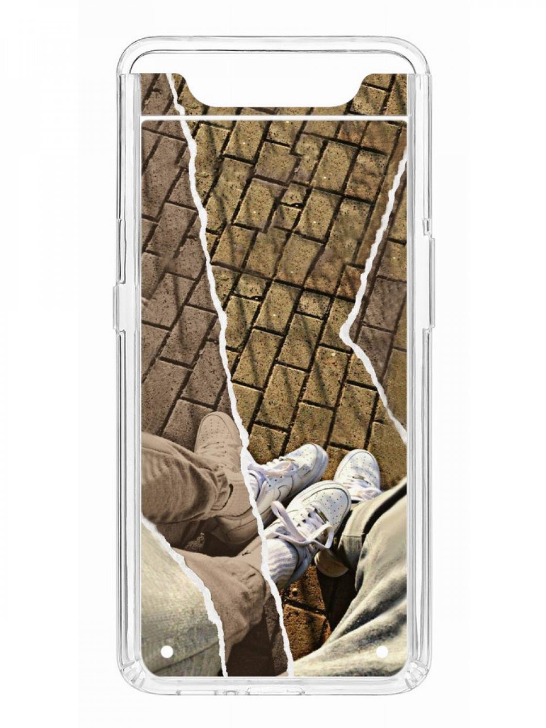 

Противоударный чехол для Samsung Galaxy A80 Kruche Print Белые кроссы прозрачный