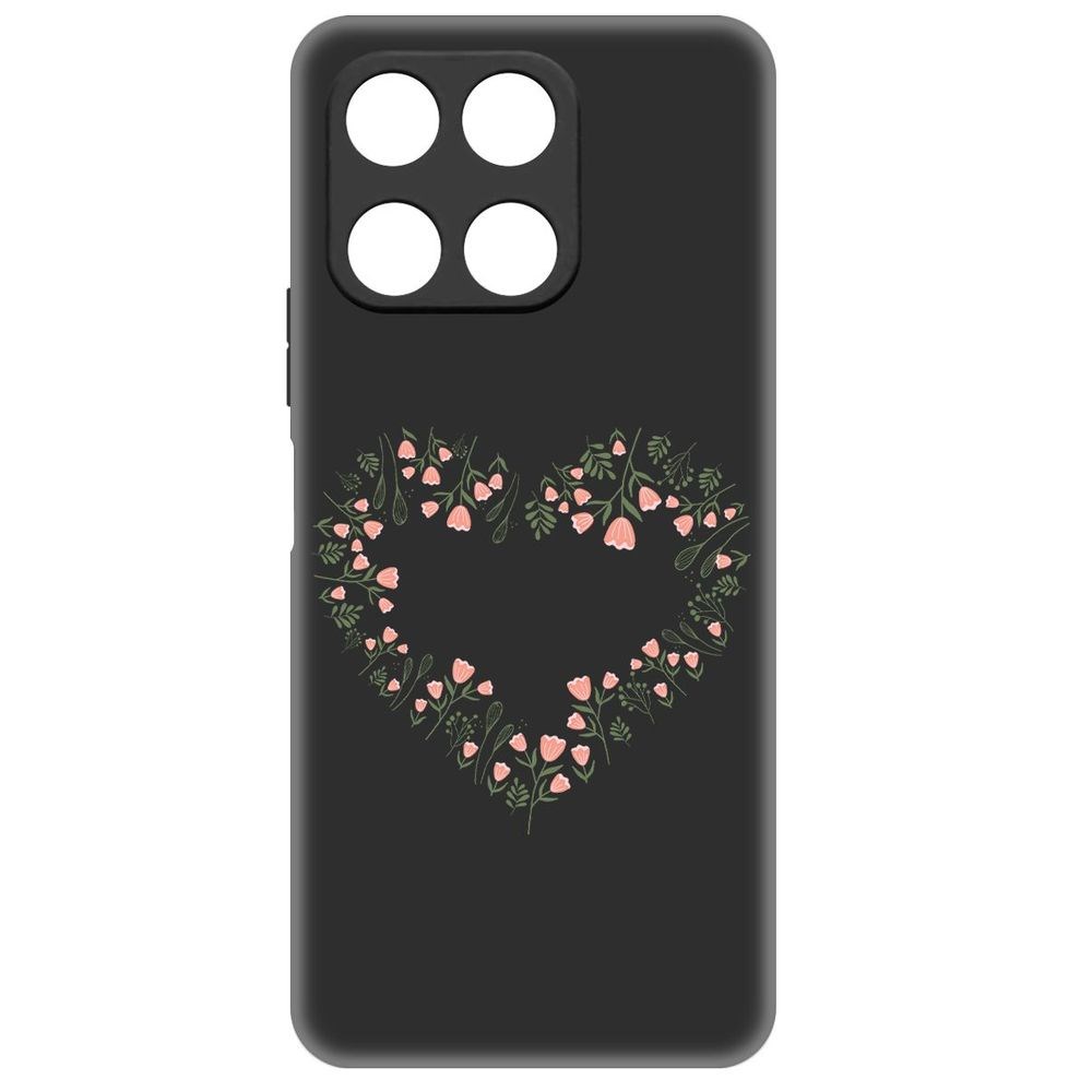 

Чехол-накладка Krutoff Soft Case Цветочное сердце для Honor X6a черный