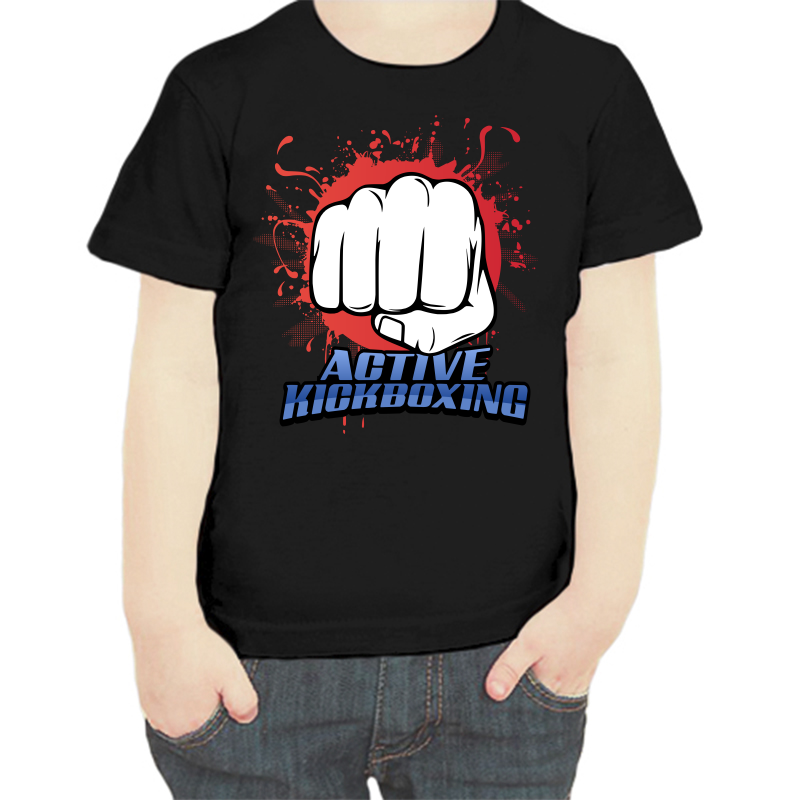 

Футболка мальчику черная 32 р-р active kickboxing, Черный, fdm_active_kickboxing