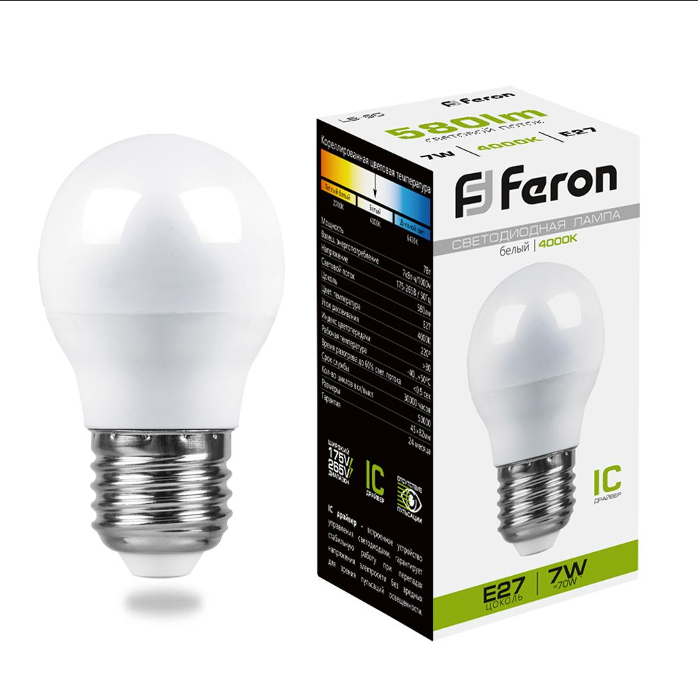 

Лампочка светодиодная Feron LB-95, 25482, 7W, E27 (комплект 10 шт.)