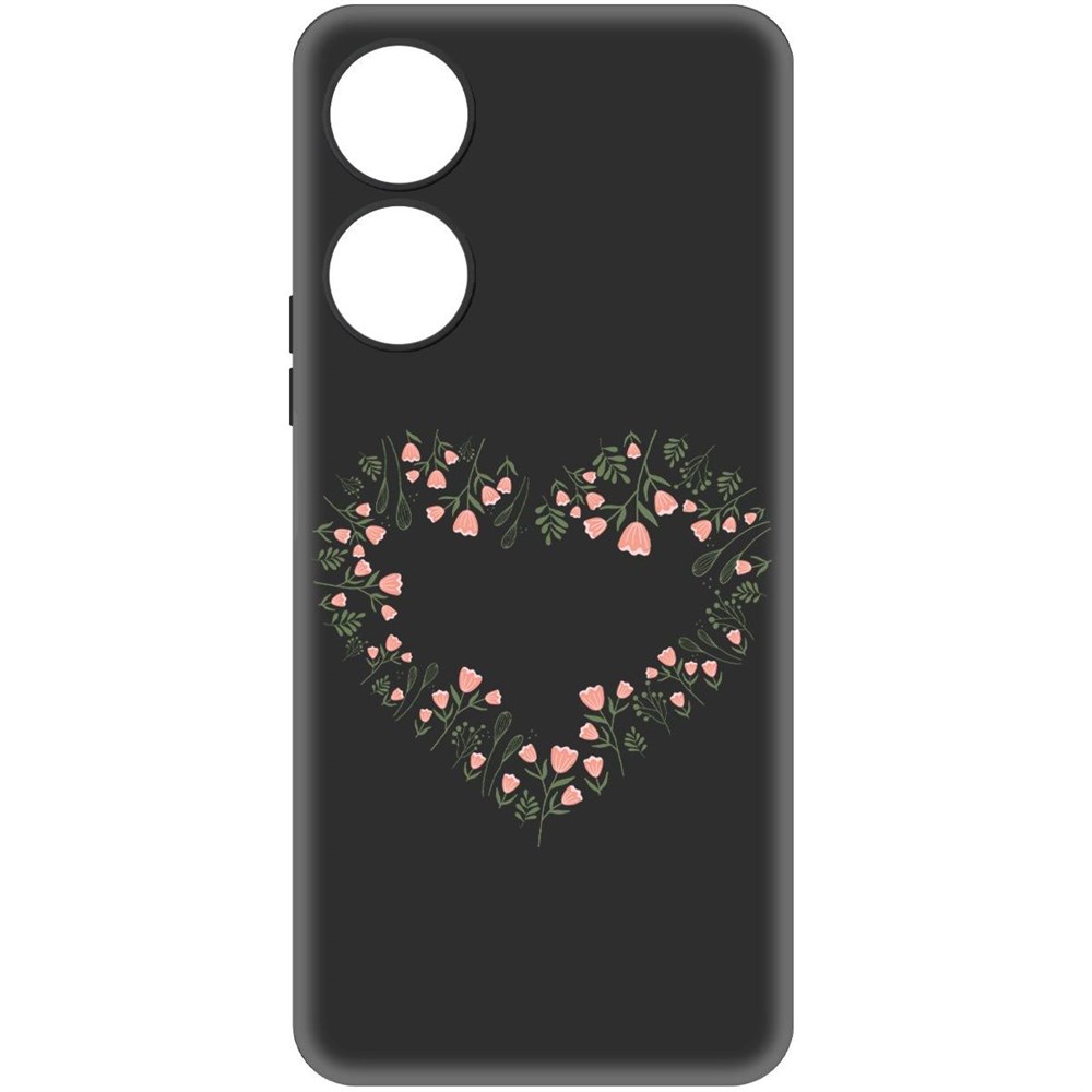 

Чехол-накладка Krutoff Soft Case Цветочное сердце для Honor X5 Plus черный
