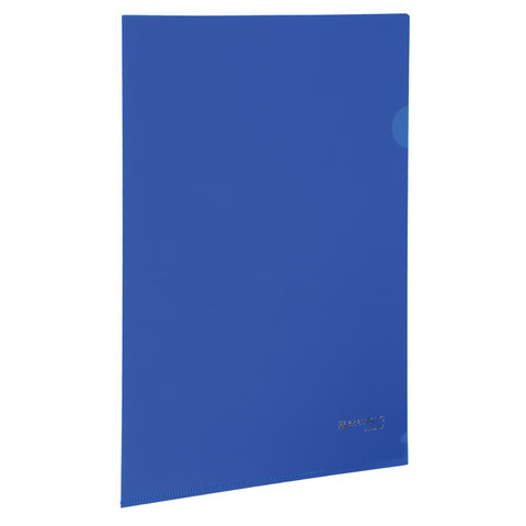 Папка-уголок жесткая, непрозрачная BRAUBERG, синяя, 0,15 мм, 224880, (15шт.)