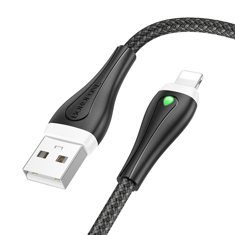 Дата-кабель Borofone BX100 USB 2.4A для Lightning 8-pin TPE 1м Black BX100i