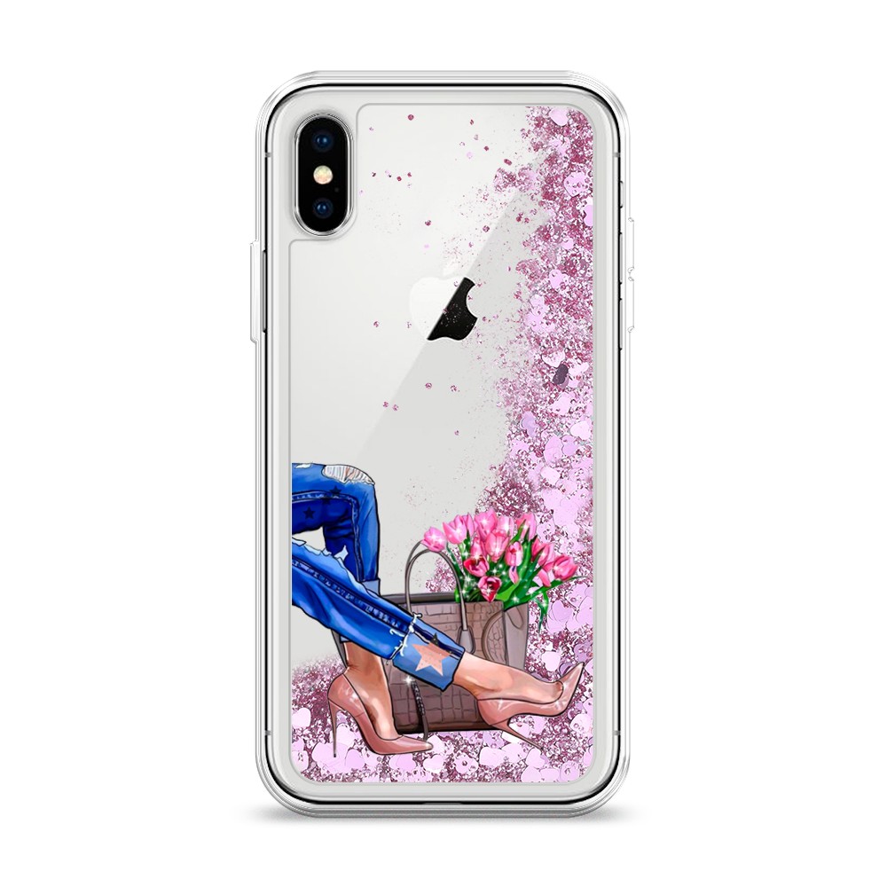 

Жидкий чехол с блестками "Каблучки" на Apple iPhone XS (10S), 11894-1