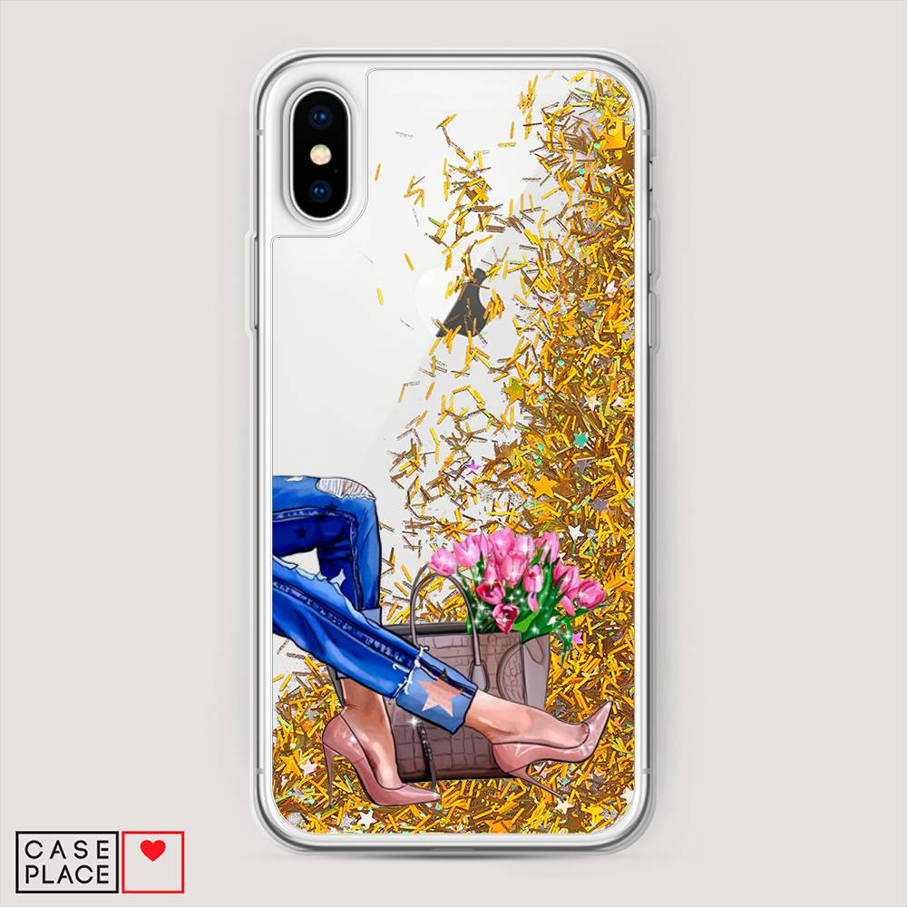 

Жидкий чехол с блестками "Каблучки" на Apple iPhone XS Max (10S Max), 11990-1