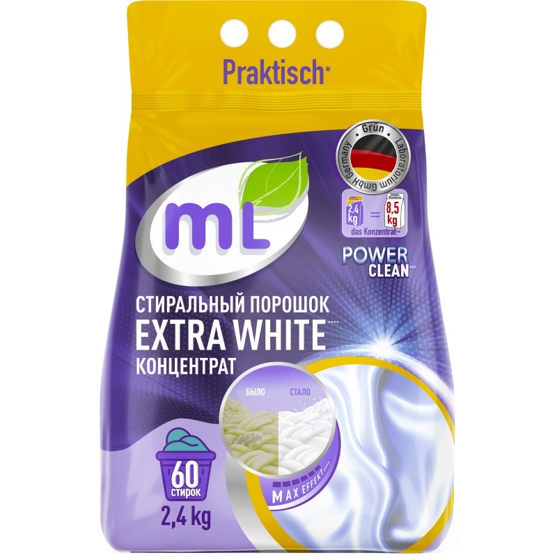 

Стиральный порошок для белого mL Extra White концентрат 2,4 кг