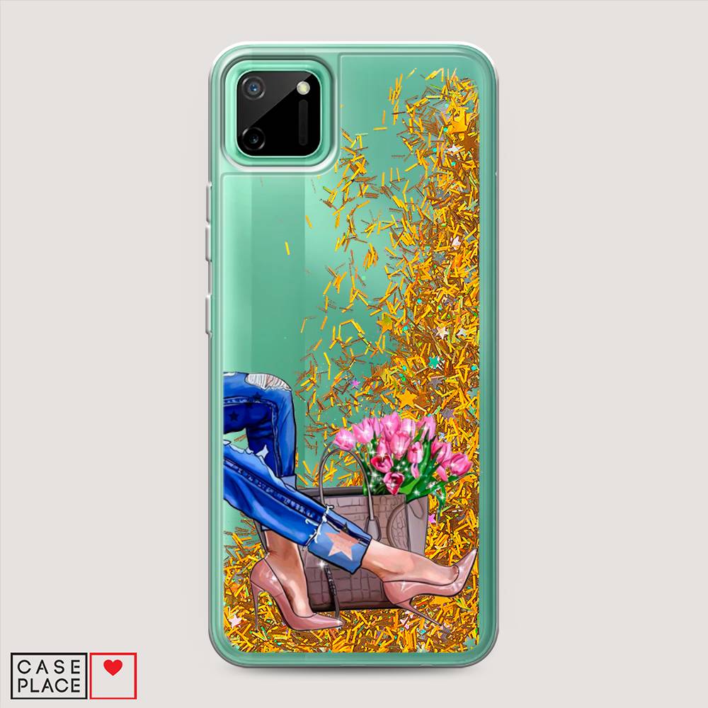 

Жидкий чехол с блестками "Каблучки" на Realme C11, 253890-1