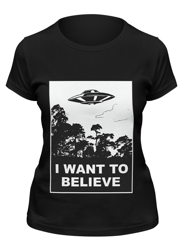 

Футболка женская Printio i want to believe (x-files) черная L, Черный, i want to believe (x-files)