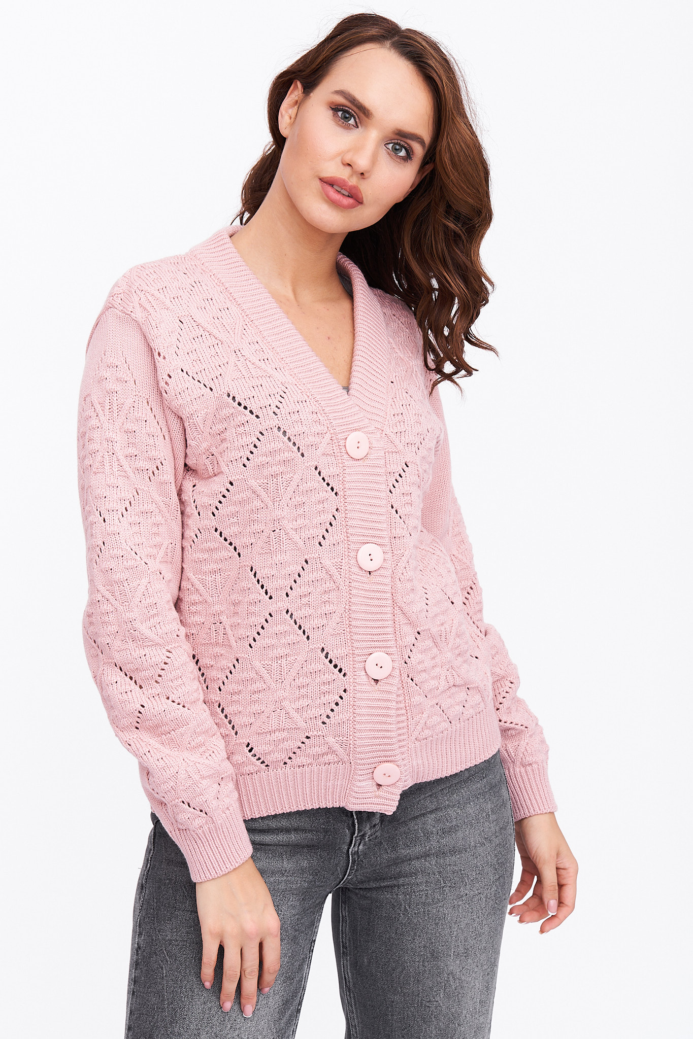 

Кардиган женский Злата Стиль 351458 розовый 54 RU, 351458