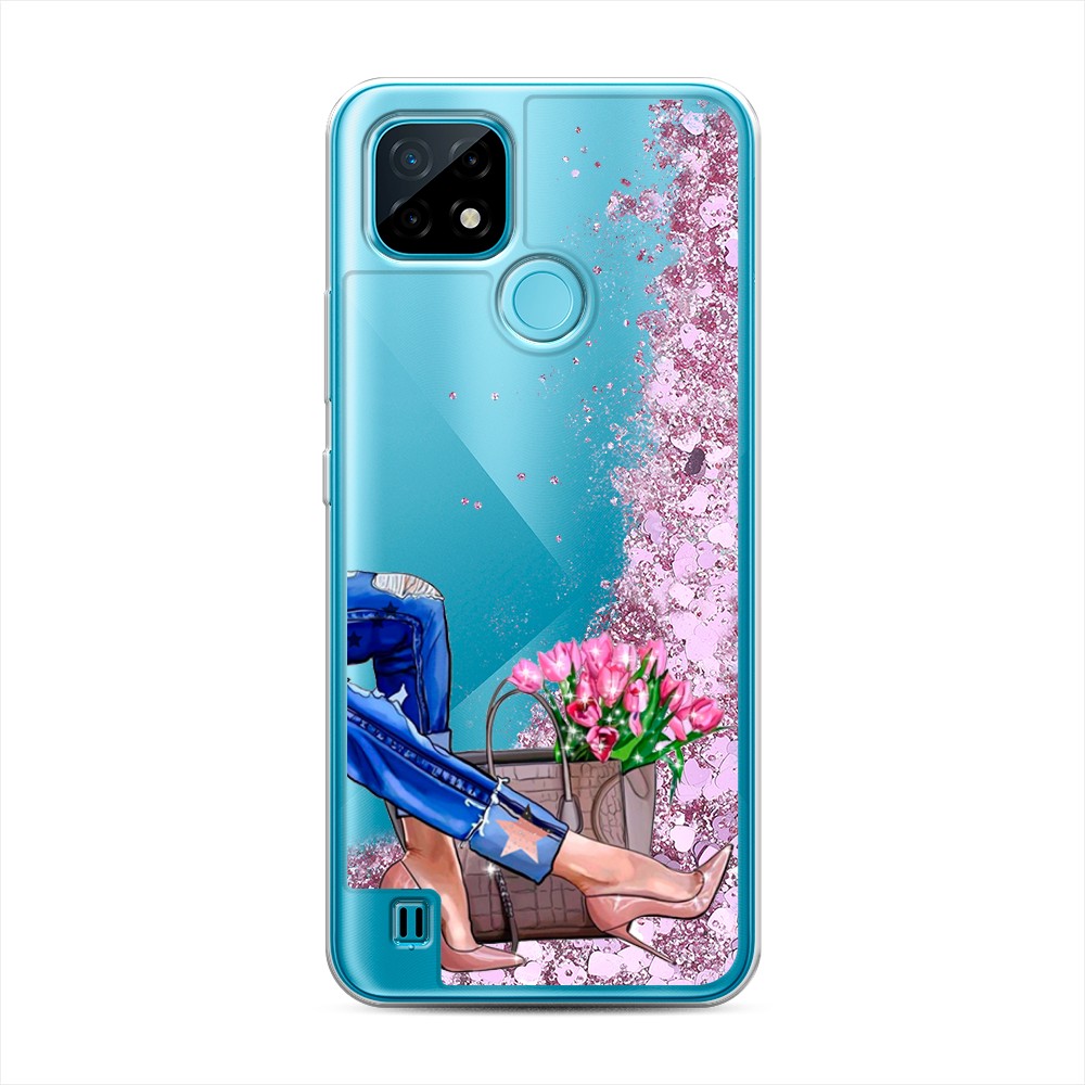 

Жидкий чехол с блестками "Каблучки" на Realme C21, 254994-1