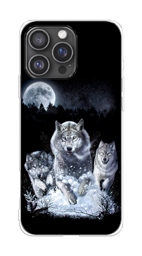 

Чехол на Apple iPhone 16 Pro Max "Стая волков под луной", Черный;белый;серый, 16350-1