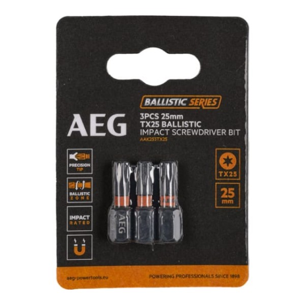 AEG Биты Ударные 3шт.Ударные TX25х25mm AAK253TX25 4932479175