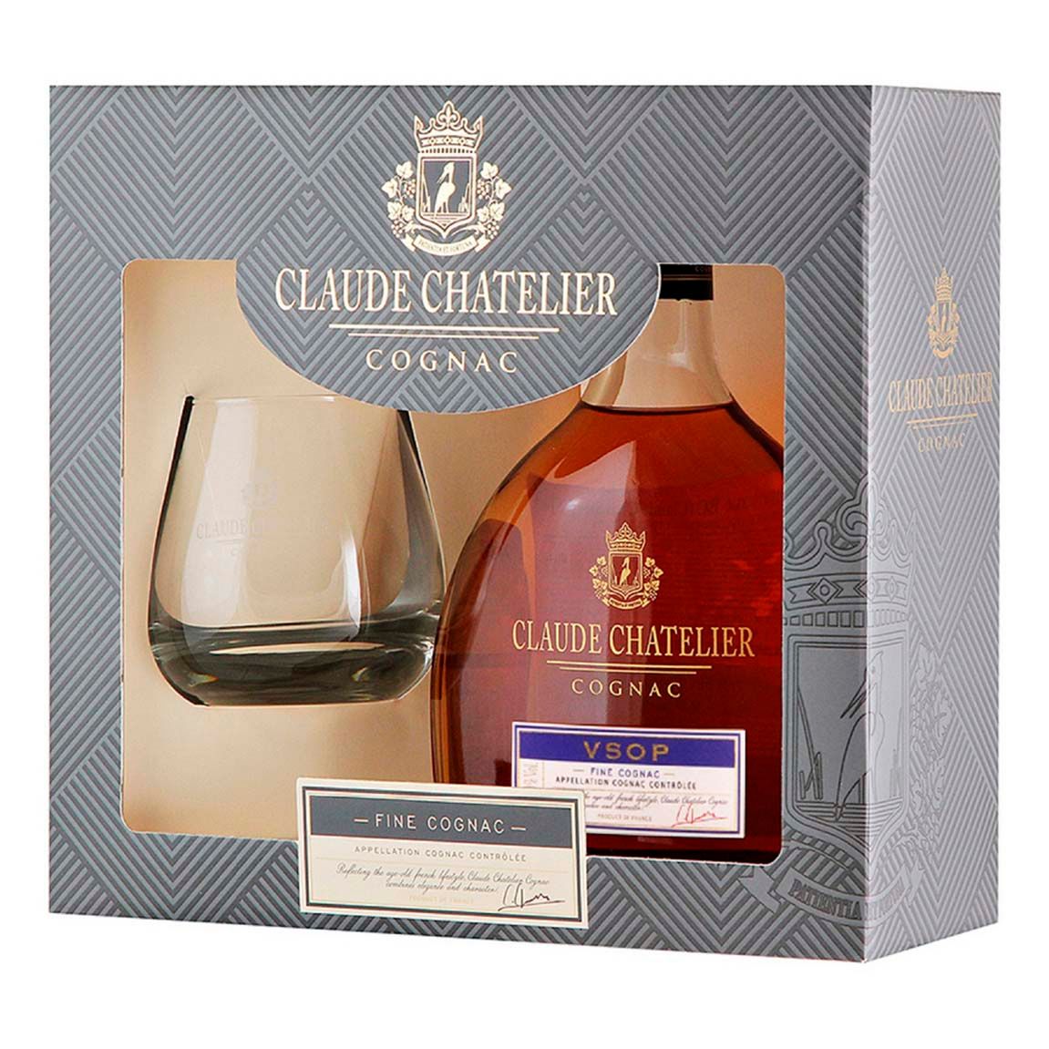 

Коньяк Claude Chatelier VSOP 40% 0,5 л с бокалом