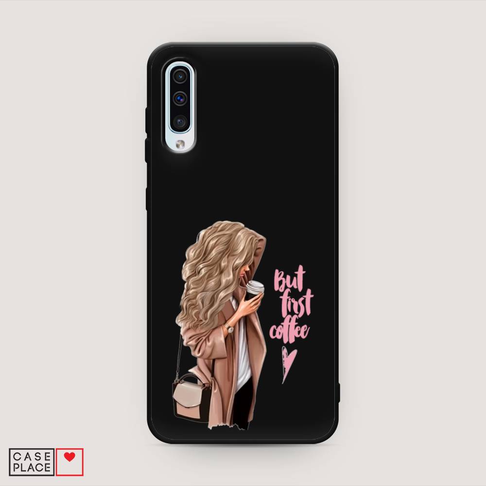 

Матовый силиконовый чехол "Девушка с кофе" на Samsung Galaxy A50, Девушка с кофе