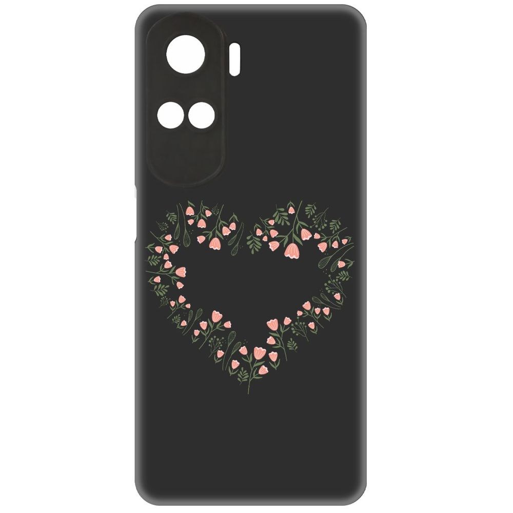 

Чехол-накладка Krutoff Soft Case Цветочное сердце для Honor 90 Lite черный