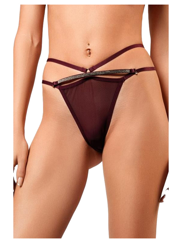 

Сексуальные трусики-танга Amor El со сверкающей съемной бретелью черные, Черный