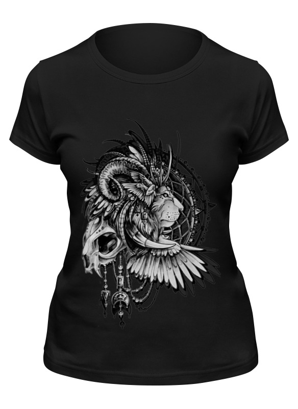 

Футболка женская Printio Black-white lion черная 2XL, Черный, Black-white lion