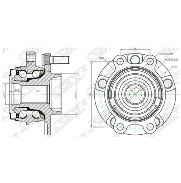 

Ступица Fr Rh Nissan Teana J32(Vq25)/Tnj32(Qr25), Murano Tnz51(Qr25) 29 Шлицев Sat арт. ST