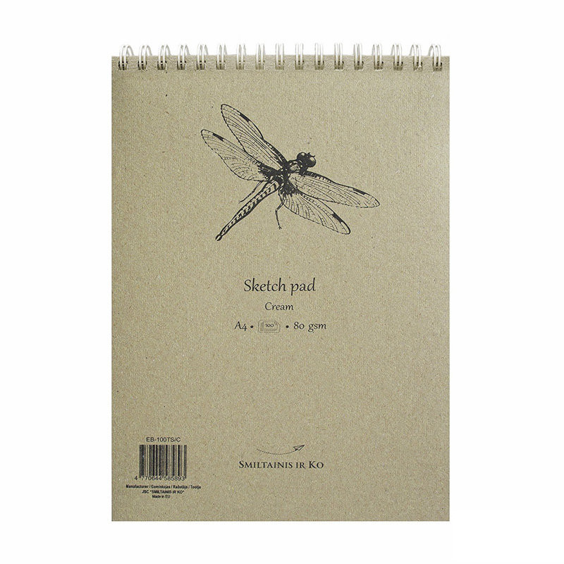 фото Альбом на спирали для набросков smiltainis sketch pad cream, кремовый, а4, 100 л