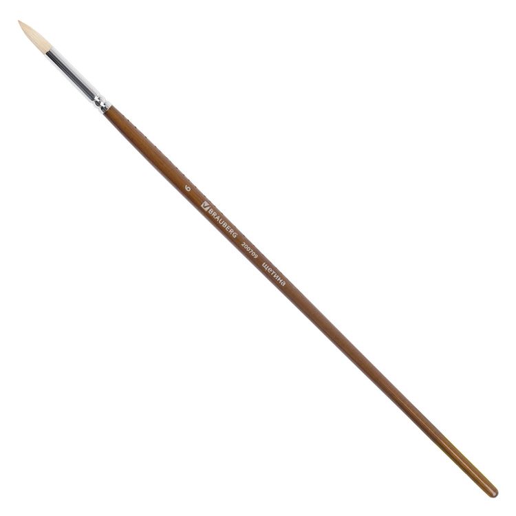 

Кисть художественная Brauberg Art Classic щетина круглая № 6 длинная ручка, Коричневый
