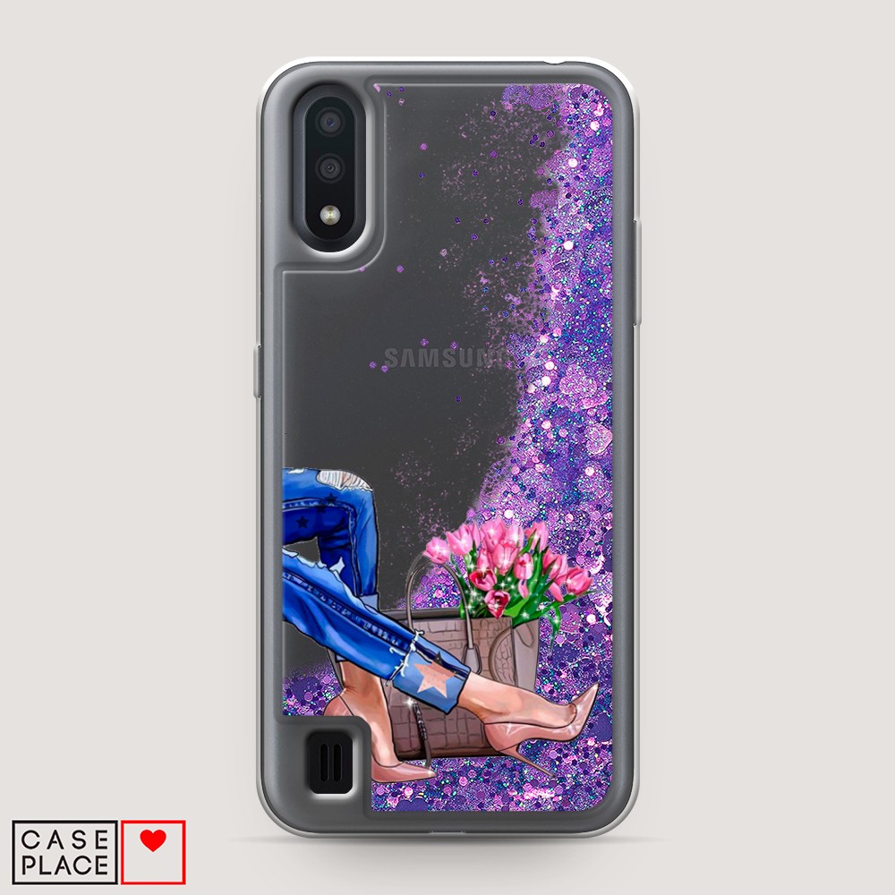 

Жидкий чехол с блестками "Каблучки" на Samsung Galaxy A01, 29592-1