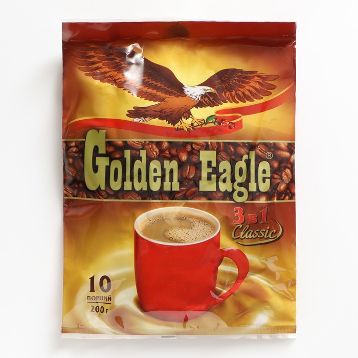 Растворимый кофейный напиток 3 в 1 Golden Eagle classic 20 г, 20 штук