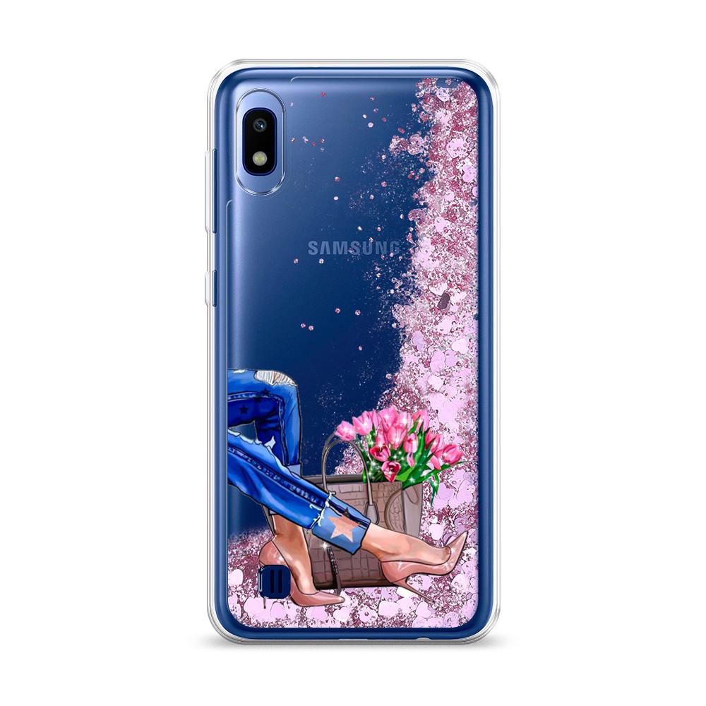 

Жидкий чехол с блестками "Каблучки" на Samsung Galaxy A10, 27994-1