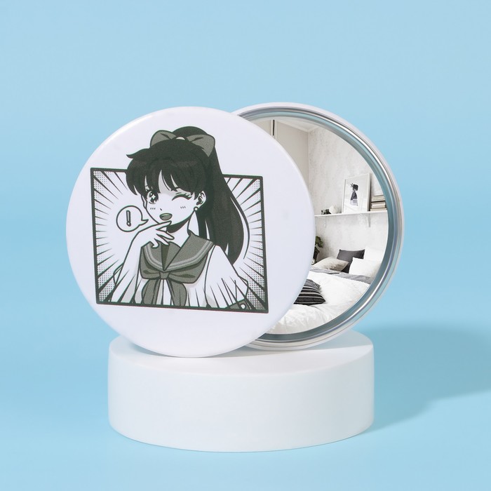 Зеркало карманное «Аниме», d = 7 см, цвет белый няшки раскраски аниме
