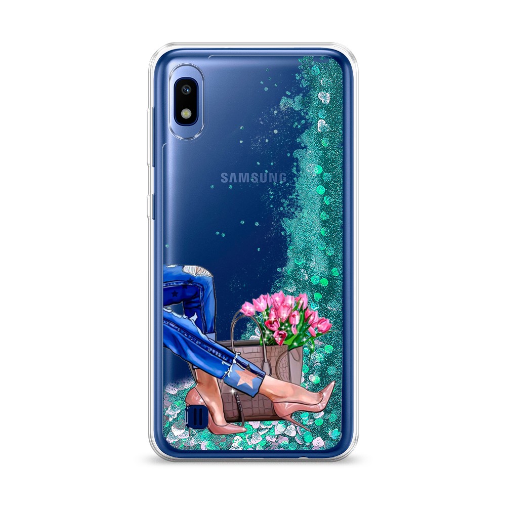 

Жидкий чехол с блестками "Каблучки" на Samsung Galaxy A10