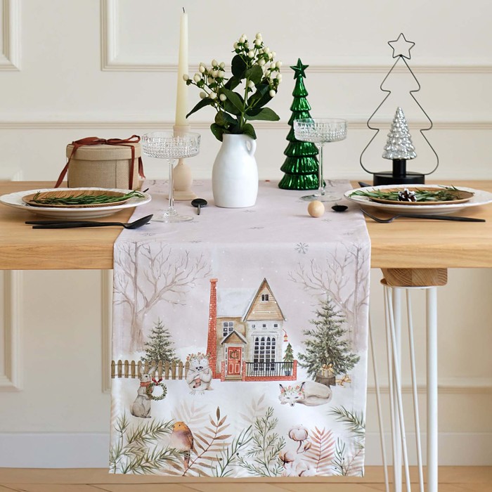 

Дорожка на стол Этель "Звери в городе" 40х147 +/- 5 см, 100% хл, саржа 190 гр/м2, Белый;бежевый, Christmas