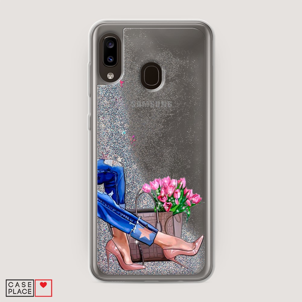 

Жидкий чехол с блестками "Каблучки" на Samsung Galaxy A20, 27691-1
