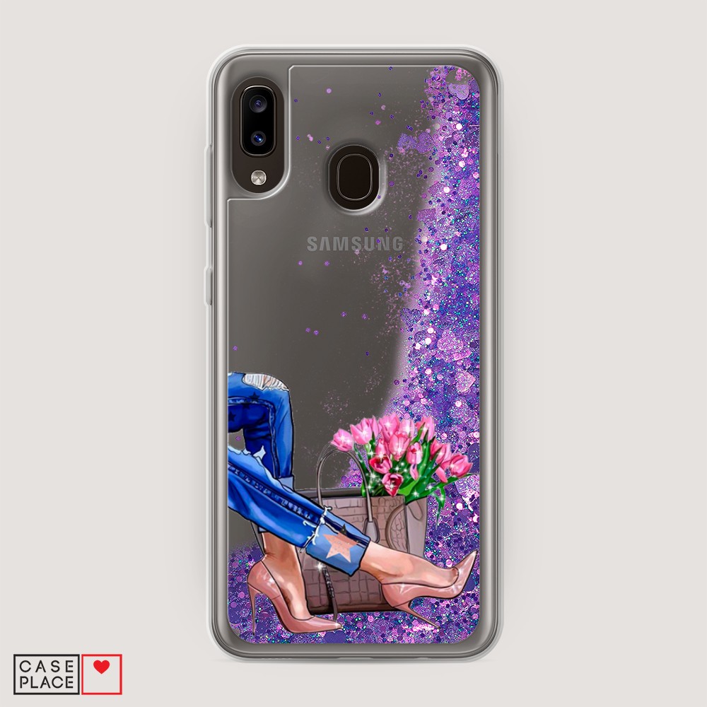 

Жидкий чехол с блестками "Каблучки" на Samsung Galaxy A20, 27692-1