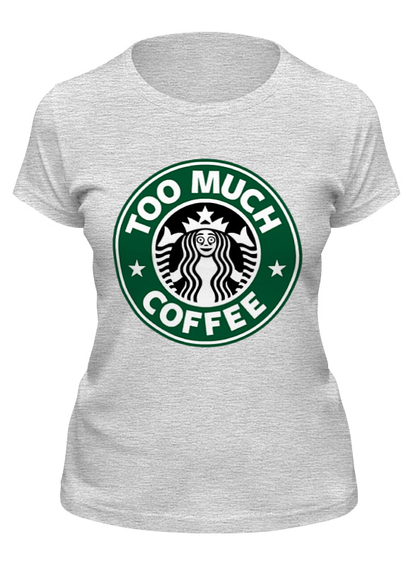 

Футболка женская Printio Too much coffee серая XL, Серый, Too much coffee