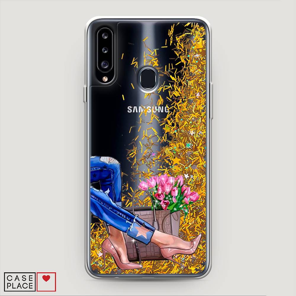 

Жидкий чехол с блестками "Каблучки" на Samsung Galaxy A20s, 2100890-1